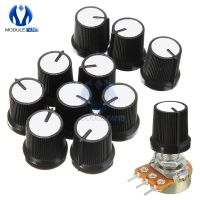 10pcs 6mm For WH148 Knob White Face Plastic For Rotary Taper Potentiometer Hole Volume Control Controller Black CAPS RK097G Guitar Bass Accessories