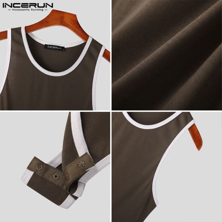 2094-incerun-เสื้อกล้าม-แขนกุด-สีพื้น-แฟชั่นสําหรับผู้ชาย