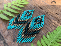 ? ความงดงามแบบชนชั้น: หูฟังจิ้งจอกแบบขั้นต้นที่ทำด้วยมือ ? BEADED EARRINGS NATIVE AMERICAN STYLE