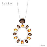 Lenya Jewelry  จี้เเงินแท้925 ประดับพลอยรูปไข่ชุบทองคำขาว