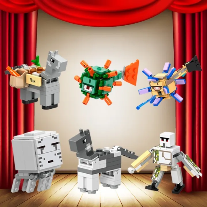 Legoing Minecraft Game Baby Zombie Pigman Horse Ghast Cave Spider Horse Donkey Polar Bear Elder