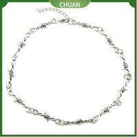 CHUAN ของขวัญ โลหะผสม ฮิปฮอป เหล็กลวดขนาดเล็ก สร้อยคอ Choker โซ่หนามเล็ก สร้อยข้อมือลวดหนาม สร้อยคอ Choker Unisex