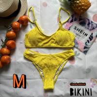 ? SHEIN BIKINI ชุดว่ายน้ำแฟชั่น ชุดว่ายน้ำสีเหลือง พร้อมส่งจากไทย YELLOW SIZE M #SHYL001