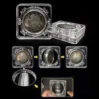 5Pcs 40mm Clear Coin Holder Case Box Rotary Collection Souvenir Challenge Coin Display Stand for Collectable Coin Medal Storage