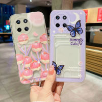 เคสโทรศัพท์ Realme11 5G Realme 11 NFC 4G 11x 5G ลายผีเสื้อดอกไม้ที่สวยงามด้วยดีไซน์กระเป๋าใส่บัตรเคสปลอกซิลิโคนนิ่มเคสสำหรับ OPPO Realme11 4G 5G เคสโทรศัพท์