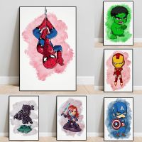 ▧☇❈ Disney Marvel-Superhero Black Panther อะนิเมะโปสเตอร์พิมพ์การ์ตูน Avengers Comic ภาพวาดผ้าใบ Nursery Wall Art Kids Room Decor