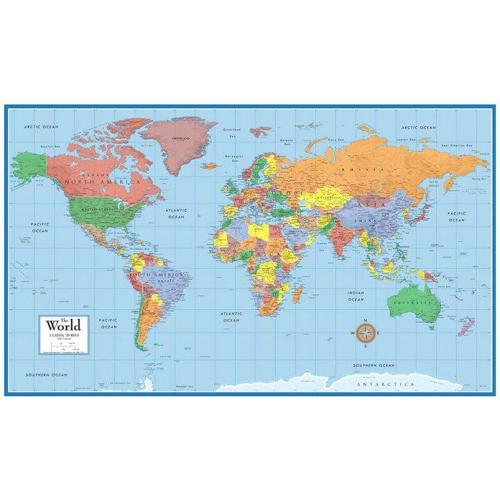 x World Classic Elite Wall Map Mural Poster Laminated | Lazada