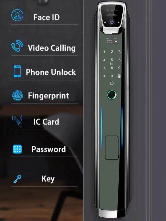 s937max-กล้องใบหน้า3มิติ-wifi-app-ลายนิ้วมือดิจิตอลรหัสผ่านการ์ดโค้ดคีย์ประตูล็อคอัจฉริยะกับกริ่งประตู
