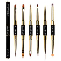 ANGNYA Double ended Nail Art Painting Brush French Stripe Nail Liner Brush Smudge Brush Drawing Flower Striping Manicure Tools Artist Brushes Tools