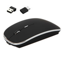 เมาส์ไร้สายแบบชาร์จได้แบบพกพา Silent USB และ Type-C Dual Mode Mouse 3 DPI ที่ปรับได้สำหรับแล็ปท็อป,Mac, , Android, PC