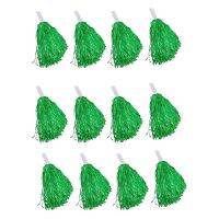 48Pcs Cheerleading Pom Poms Metallic Foil Cheer Pom Poms with Plastic Handle for Adults Kids Cheerleaders Party Green