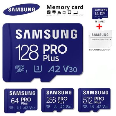 [2023ใหม่] Samsung Pro Plus การ์ดความจำ512GB 256GB V30 U3 A2ความเร็วสูงคลาส10บัตร TF UHS-I U1 64GB A1 V10 EVO PLUS ไมโครการ์ด SD