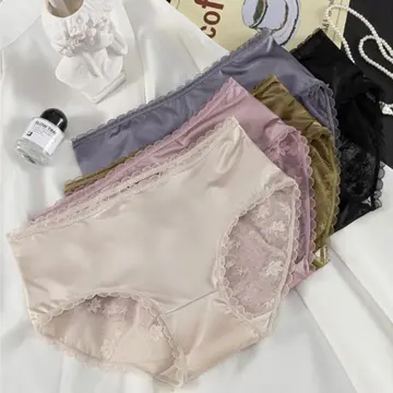 Women Satin Thong Panties Low-Waist Ruffle Milk Silk G-string Panties  Frilly Thongs Ladies Underpants