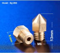 หัวฉีดทองเหลือง MK8คุณภาพ M6เส้นใย1.75มม. สำหรับชิ้นส่วนเครื่องพิมพ์3D เครื่องอัดรีดร้อน J-Head CR10บล็อกป้องกันความร้อน Ender3สวิส