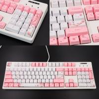 104 + 9ปุ่ม OEM ทั้งชุดปุ่มกด PBT  คีย์แคปแป้นพิมพ์ช่างสี PBT-ระเหิดดอกซากุระ