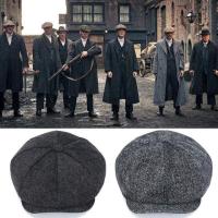 มีดโกนหมวกปาร์ตี้หมวกเบเร่ต์ Peaky Blinders ชายหมวกแปดเหลี่ยม Ins หมวกช่างสีฤดูใบไม้ร่วงและฤดูหนาวหมวกขนสัตว์