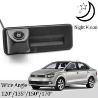 Kamera Spion ฟิชอาย CCD HD AHD สำหรับ Volkswagen โปโลเซอแดง2012 2013 2014 2015 2016ที่จับท้ายรถจอภาพส่องหลังกล้อง