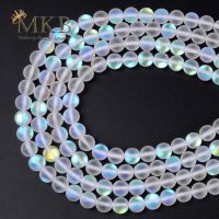 A Matte White AB Frosted Austrian Crystal Round Beads For Jewelry Making 6 8 10 12mm Glitter MoonStone Beads Diy Bracelet