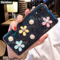 Skinlee เคสโทรศัพท์ Samsung Galaxy A02ฝาหลังอ่อนนุ่มโปร่งใสกรณีดอกทานตะวันปลอก Hp สำหรับ Samsung A02 Chrysanthemum ดอกไม้กากเพชรอ่อน Full ดาวดวงจันทร์ครอบคลุมโทรศัพท์