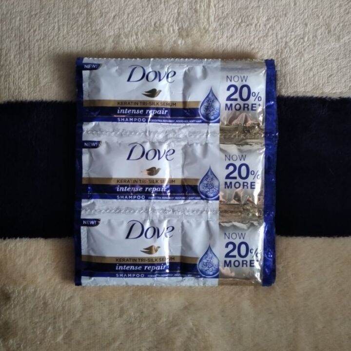 12pcs (1 DOZEN) Dove Blue Shampoo TWIN PACK SACHET (Intense Repair