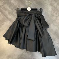 Bow irregular skirt pleated fluffy overskirt fashion overskirt skirts womenss Spring 2022