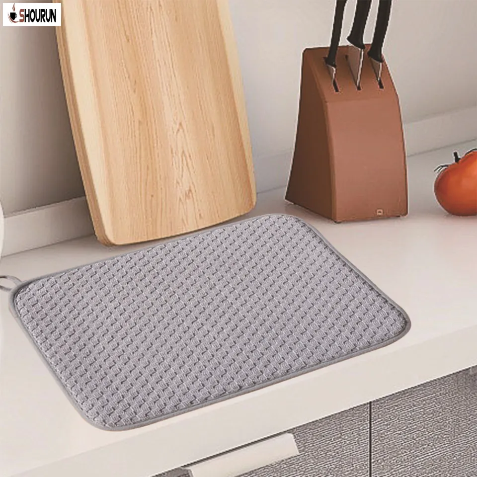 2pcs Beige Dish Drying Mat