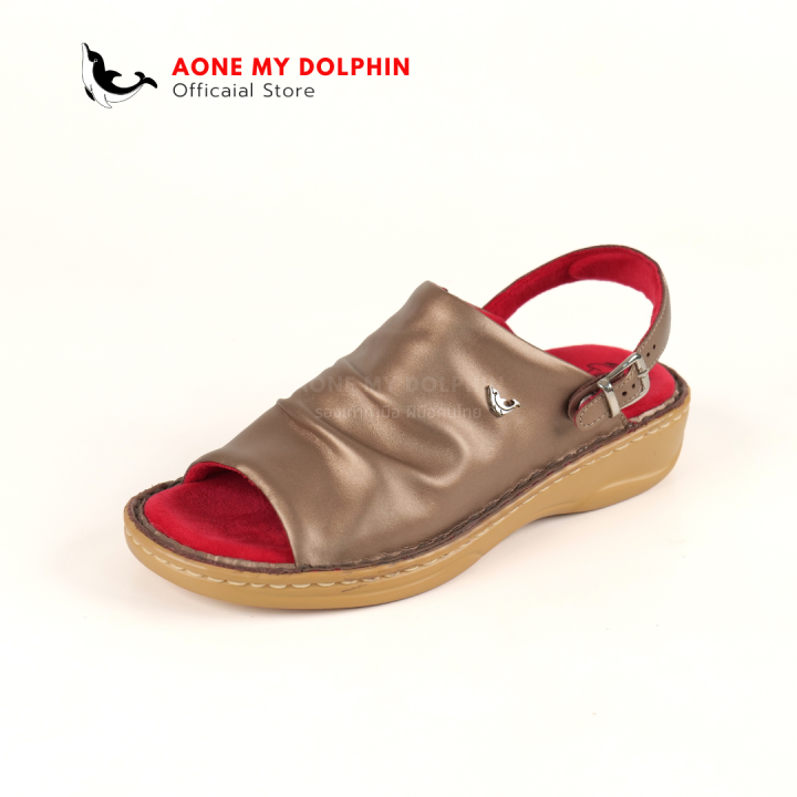 aone-my-dolphin-ลิขสิทธิ์แท้-wd74-รองเท้าหนังแท้-รองเท้าเพื่อสุขภาพ-รองเท้าส้นแบนแบบรัดส้น-พื้นนุ่มพิเศษ-ใส่สบายเท้า