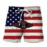 Retro Route 66 Board Shorts Men Fashion Swimwear Beach Shorts Racing Trunk Sports Pants Mens Briefs Swimsuit Short American