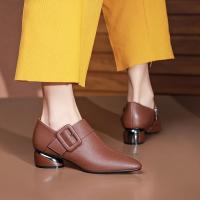 ◇❄ Authentic genuine leather mid-heel womens small leather shoes 2022 autumn genuine leather single shoes for women autumn style pointed toe deep mouth low heel womens shoes