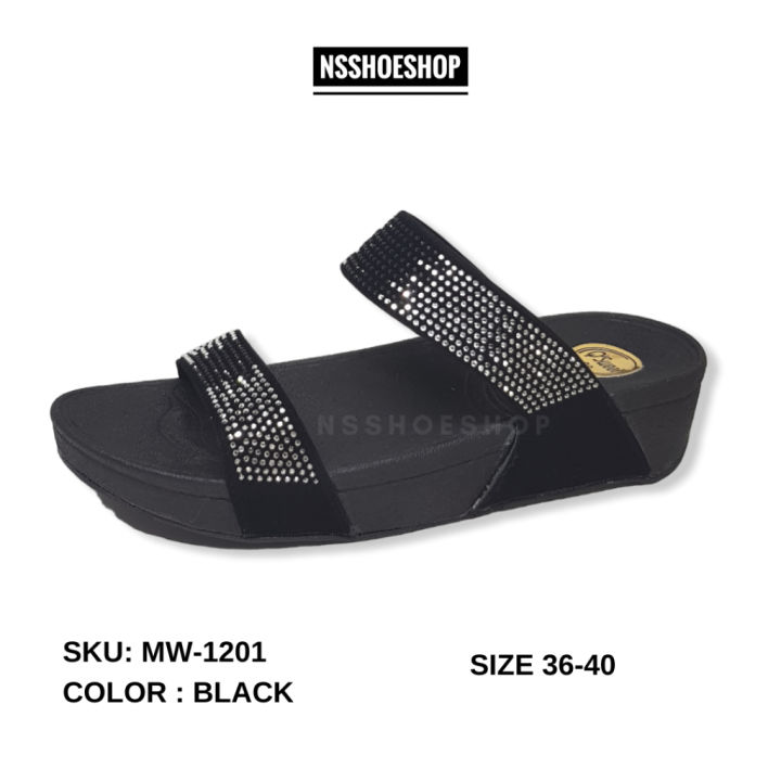 รองเท้าแฟชั่นผู้หญิง-แบบสวม-สไตล์-flipflop-classic-หน้าเพชร-flip-flop-mw-1201