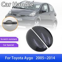 ประตูคาร์บอนไฟเบอร์ฝาครอบที่จับเหมาะกับ MK1 Toyota Aygo 2005 2006 2007 2008 2009 2010 2011 2012 2013 2014สติกเกอร์ตกแต่งรถยนต์