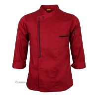 [FENTEER1]Retro Chef Jacket Coat Uniform Long Sleeve Ho Kitchen Apparel M White