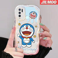 JIUMOO เคสสำหรับ VIVO Y30 Y30i Y50การ์ตูนน่ารักโดราเอม่อนเวฟเคสโทรศัพท์โปร่งใสเนื้อครีมใหม่ซิลิโคนนิ่มเคสป้องกันเลนส์กล้องเคสใส