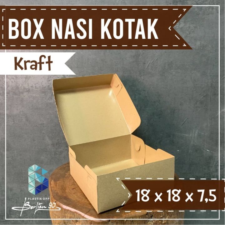 Box Nasi 18x18 Kraft Laminasi Isi 50 Pcs Dus Nasi Kotak Box Nasi Kotak ...