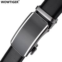 WOWTIGER เข็มขัดผู้ชายหนังแท้สีดำผู้ชาย3.5ซม.,เข็มขัดหัวเข็มขัดอัตโนมัติสำหรับดีไซน์เนอร์สายนาฬิกาหนังสำหรับ Apple Watch เข็มขัด