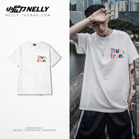 Summer National Tide Original Fashionable Brand HIPHOP Short Sleeve Style Personality Color Letter Printed Short Sleeve T-shirt Male Fashionable Student