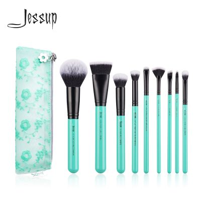 Jessup 9ชิ้นแปรงแต่งหน้าเกลี่ยคอนซีลเลอร์อายแชโดว์แป้งรองพื้นที่เขียนขอบตาแปรงปัดคิ้วดินสอแต่งหน้า T321 Maquillage