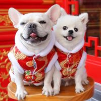 Chinese New Year Dog Costume Coat Outfit Winter Pet Clothes Tang Suit Yorkie Pomeranian Bichon Poodle Schnauzer Clothing