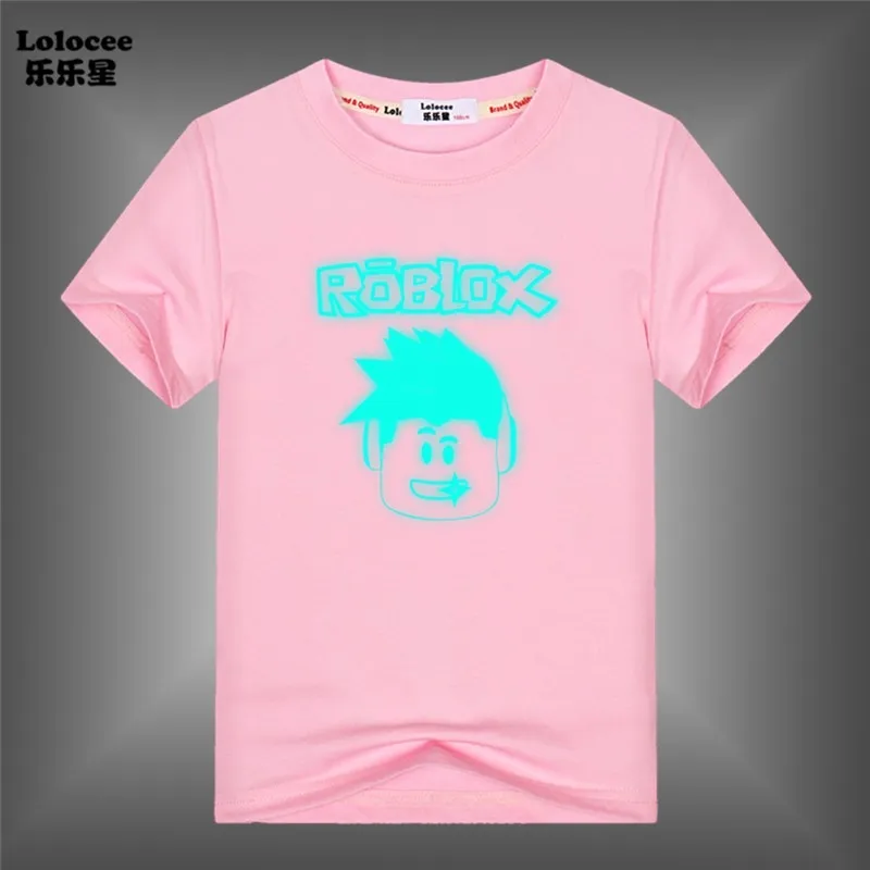 Kids Cartoon Roblox Luminous T-shirt Boy Summer Short Sleeve Glow In Dark  Tops Glowing Cotton Clothes