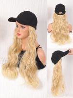 【jw】❖♨₪ JINKAILI Synthetic Baseball Cap with Hair Extensions Straight Blonde Hat Wig Adjustable for Woman Mixed