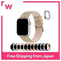 Fullmosa สายนาฬิกา Apple Watch สายคาด Apple Watch สายคาด Apple Watch หนังแท้สวมใส่ง่ายพร้อมเคสป้องกันสำหรับสุภาพสตรีผู้ชาย1/2/3/4/5/6/7/8 /Se/ SE2ซีรีส์ (38มม. 40มม. 41มม. สีกากี + หัวเข็มขัดเงิน)