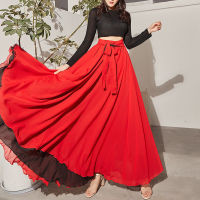 Dance Skirts Chiffon Long Skirts For Women Elegant Casual High Waist Boho Beach Maxi Skirts Wear On Both Sides Saias Femme