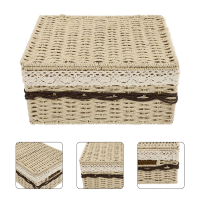 Bathroom Toiletries Basket Lidded Cosmetics Holder Rectangular Sundries Organizer