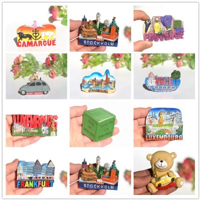 ❡❃✸ Germany France Luxembourg Sweden Fridge Magnet Souvenir Decorative 3d Handdrawn Resin Craft Ideas Sticker Travel Collection Gift
