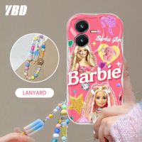 YBD เคสโทรศัพท์ตุ๊กตาบาร์บี้สีชมพูสำหรับ Vivo Y22 Y22S Y02S Y77 Y77E Y77e (T1) IQOO Z6 Lite เคสสาวน่ารักสร้อยข้อมือแฟชั่นสร้างสรรค์ Y16 Y35 2022 4G เคสโทรศัพท์