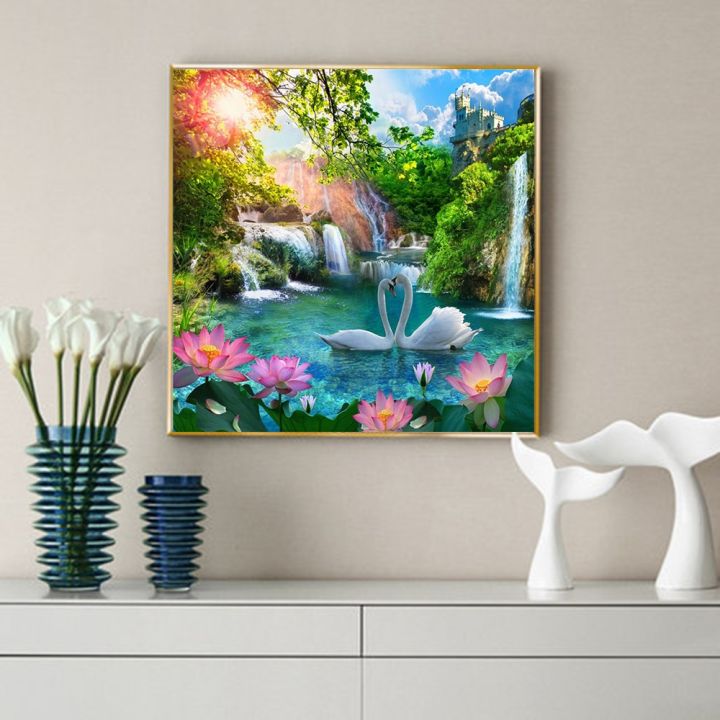 huacan-diy-diamond-painting-swan-waterfall-full-square-round-embroidery-mosaic-animal-natural-scenery-home-decor-wall-stickers