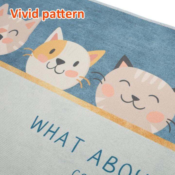 ชุดพรมเสื่อปูครัว2ชิ้นป้องกันความเมื่อยล้าแมวน่ารักกันน้ำพรมยืนพรมประตูซักได้กันน้ำพรมยืนป้องกันความเมื่อยล้าชุดพรมซักได้พรมลายน่ารัก