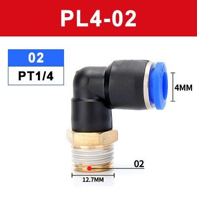 QDLJ-1pcs Pl6-01 Pl6-02 Pl8-01 Pl8-02 Pl8-03 Pl8-04 Pl10-02 Pl12-02 Pl Right Angle Push-in Fittings Pneumatic Quick Coupler