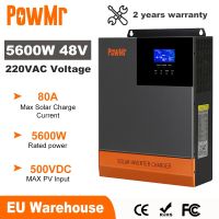 5.6KW ไม่มี5.6KW WIFI โดยไม่ต้องใช้ WIFI Powmr 5600W ตัวแปลงพลังงานแสงอาทิตย์แบบผสม48V 220V ออฟกริดอินเวอร์เตอร์คลื่นไซน์บริสุทธิ์5KW พร้อมตัวควบคุมชาร์จแบตเตอรี่พลังงานแสงอาทิตย์ MPPT 80A