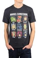 100%cotton เสื้อยืดคอวีผู้ชาย Avengers Expression Moods Spider-Man Hulk Thor Iron Man Black Panther Strange America Mens